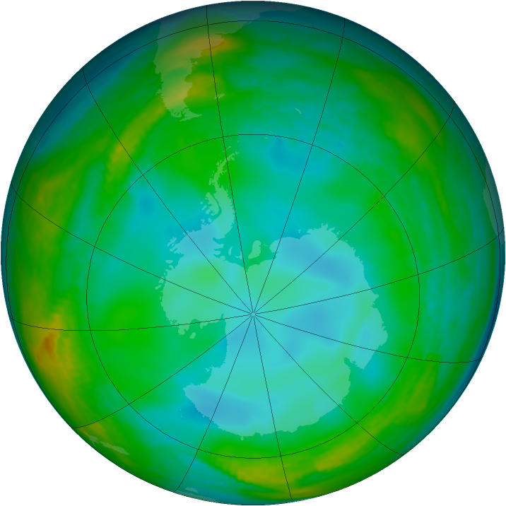 Antarctic ozone map for 28 June 1982